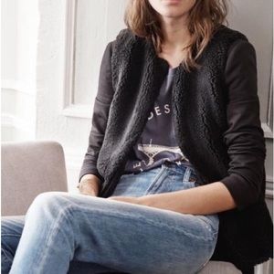 Madewell Black Faux Sterling Sherpa Layering Vest Size X-Small Style E1562‎
